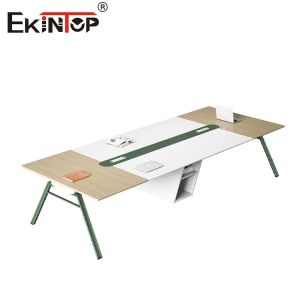China Modern Style Office Conference Table Wood Material Metal Legs Customizable on sale