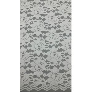 China 55 Inch Width Nylon Spandex White Color Stretch Floral Design Elastic Lace Fabric With Scallop For Fashion Women Dressing on sale