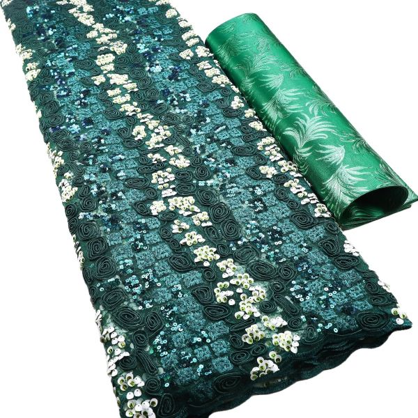 New Arrival Quality Fancy Sequin Embroidery Mesh French African Lace Fabric For