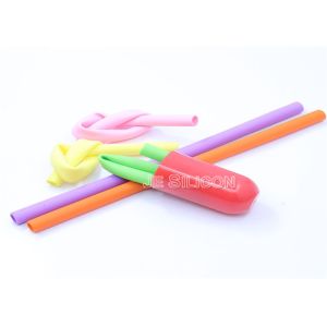 BPA Free Reusable Silicone Drinking Straws , Silicone Bendy Straws No Metal