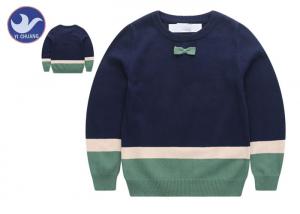 China Bowknot Stripe Toddler Boy Cable Knit Sweater , Boys Cotton Jumpers Long Sleeves on sale