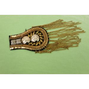 Metal Tassel Custom Design Embroidered Patches 95mm Width 3D Epaulettes