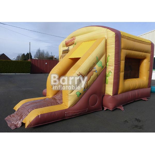 Western Theme Bouncy Jumping Castle / Inflatable Combo With Slide For Outdoor