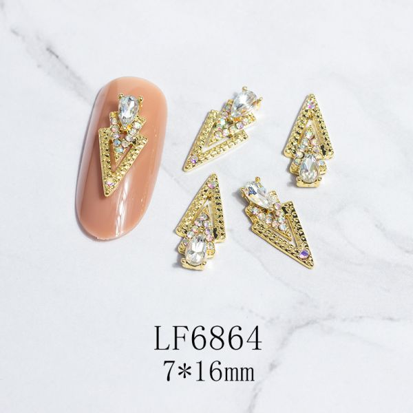 Luxury 3D Art Decorations 5PCS/Bag Golden Alloy Rhinestone Nail Charms AB Diamond Triangle
