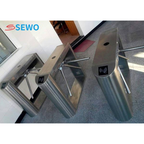 Office Tripod Turnstile Gate Entrance Exit Stainless Steel Waist Height
