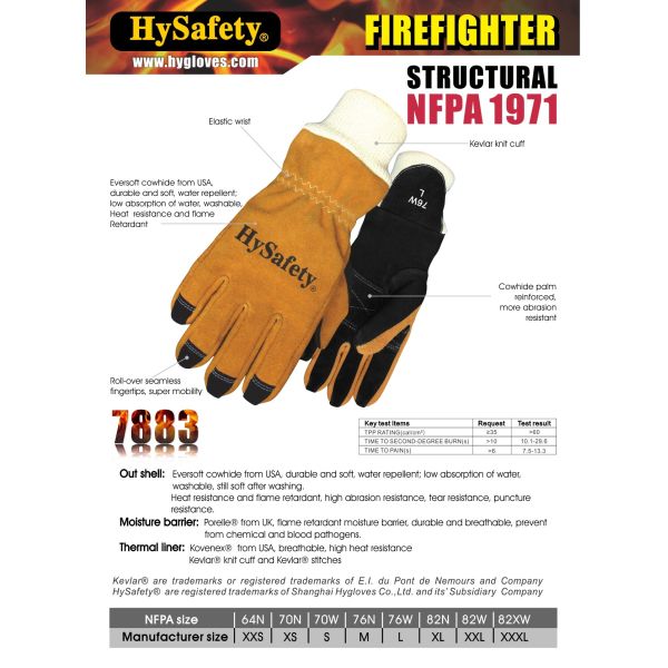 NFPA1971 High Dexterity Heat Resistant Gloves Cowhide Structural Firefighting Gloves