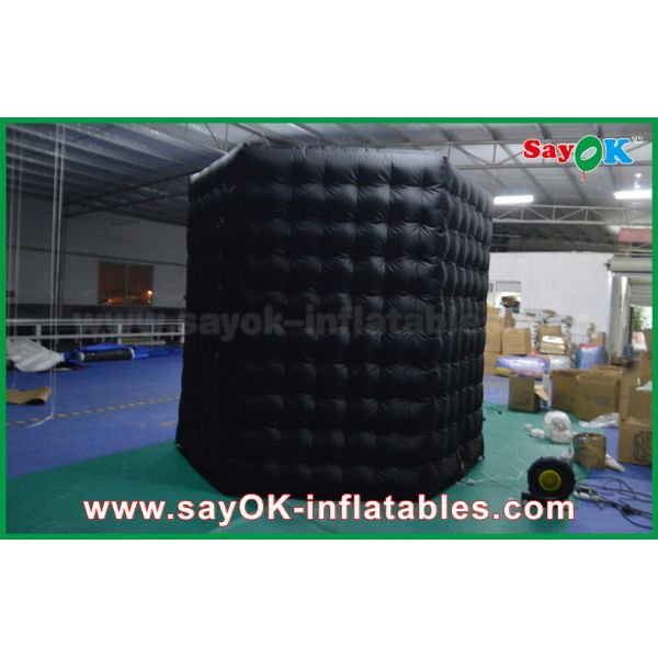 Portable Photo Booth 2.5m Inflatable Black Octagon Photo Booth WIth LED Light OXford Cloth
