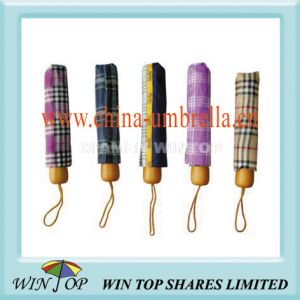 Quality 21&quot; 3 Fold Compact Plaid Umbrella for sale