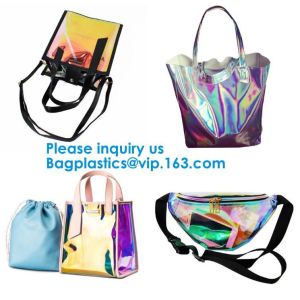 Reflective laser PU leather bag, Iridescent Tote, Fashion Holographic Handbag,