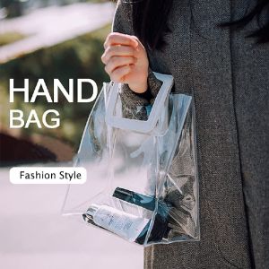 PVC Clear Gift Handbag Custom Logo Imprint Transparent PVC Tote Bag Hot Giftaway