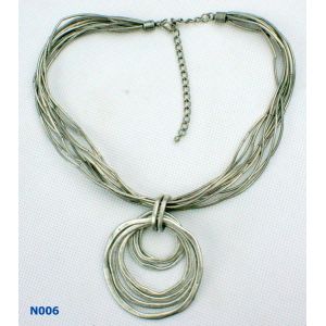 Alloy Unisex Fashion Solid silver Chains Mixed Metal Necklace