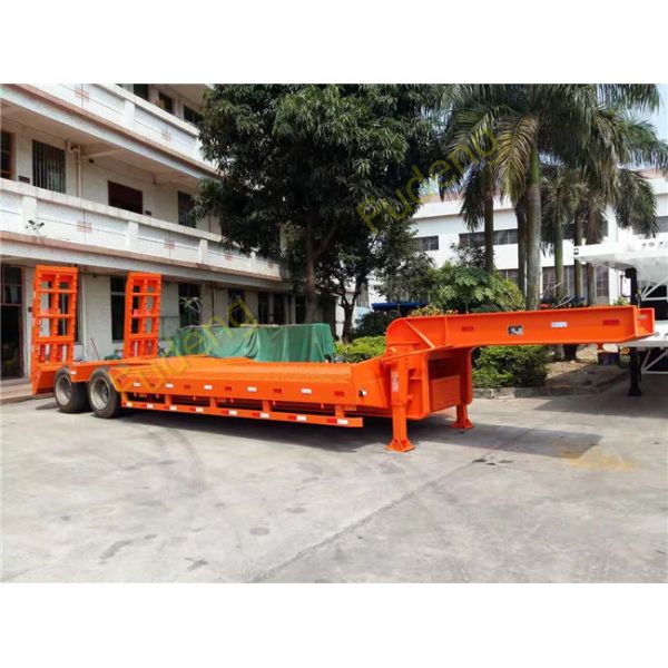 2 axles low bed semi trailer 30 ton low loader with mechanical ladder
