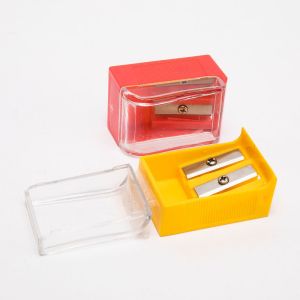 Plastic School Kids Manual Double Hole Sharpener With Lid