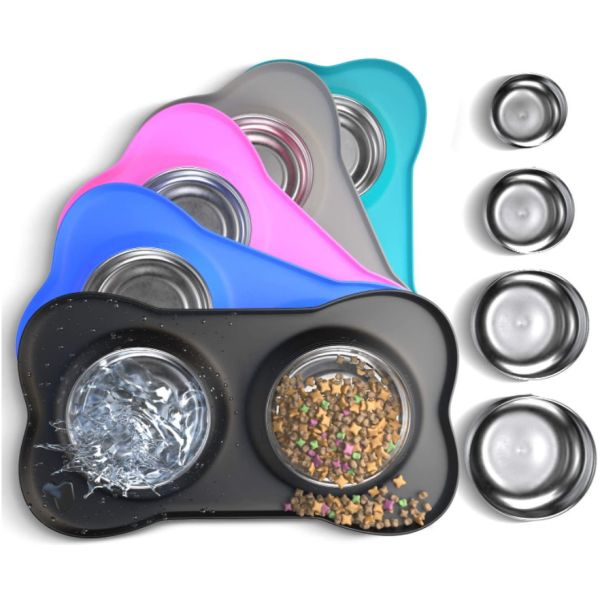 Buy Food Water Dog Food Bowls With Skid Resistant Silicone Mat at wholesale prices