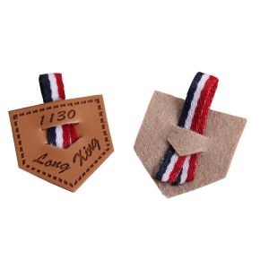 Square Custom Leather Labels Stong Clothing Articles Handmade With Eyelet