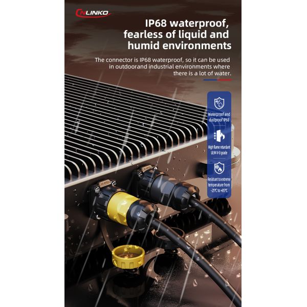 Cnlinko YM20 IP68 Waterproof RJ45 Quick Connector Electric Connectors Waterproof Cable Connector