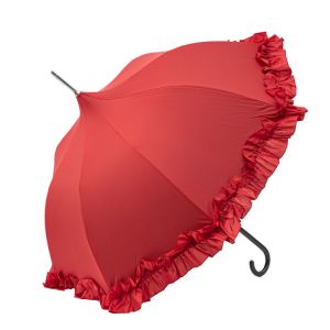 Ladies Sunproof Straight Handle Umbrella Lace Flowers Pagoda Shaped