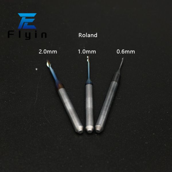 Roland Diamond Coated Dual Flute Dental Milling Burs For Zirconia PMMA Wax Wet Dry HP Shank