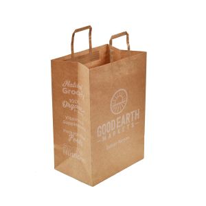 10" X 6 3/4" X 12" Kraft Paper Bags With Flat Handles