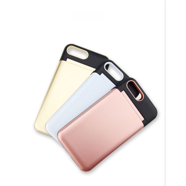 TPU PC 2 in 1 pink card slot phone case with a mirror for iphone X 6splus 7plus
