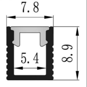 Small LED Aluminium Housing Profile Anodized W8mm*H9mm Surface Mounted