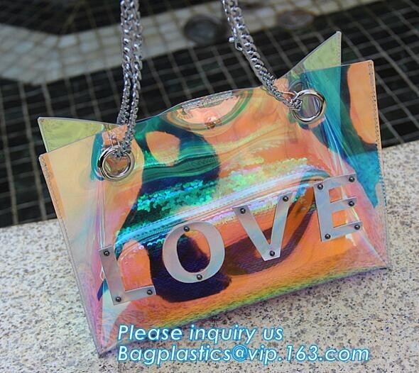 Summer Beach Bag Vinyl PVC Transparent Small Tote Handbags Shopping Shoulder
