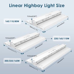 80W 110W 160W 165W 220W 225W 300W Linear Led High Bay Light Fixture Dimmable