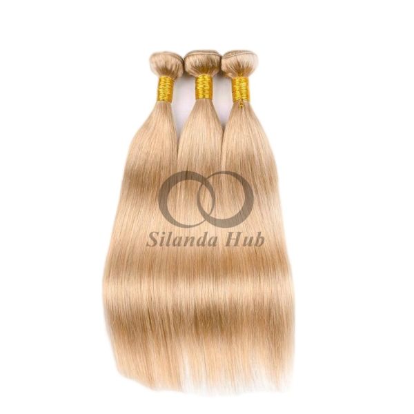 #27 Honey Blonde Straight Remy Human Hair Bundles Sew In Weave Bundles Brazilian Bundle Deals