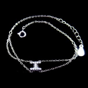 Two Items Sterling Silver Infinity Bracelet , Adjustable Extension Silver Chain