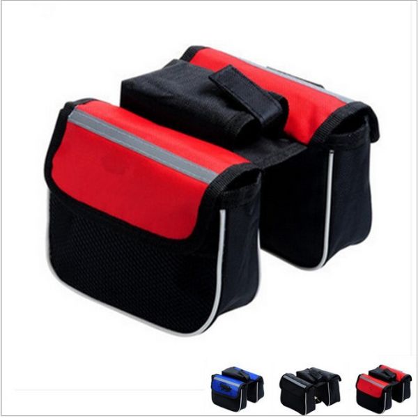 Buy bicycle bag double bicycle bag cycling bicycle frame pannier bike front tube bag at wholesale prices
