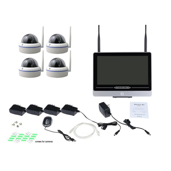 Metal Dome 4 Camera Security System With Dvr 12.5 Inch LCD Remote Viewing Real Time