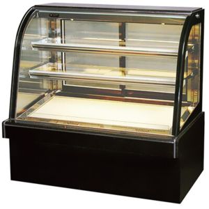 Curved Glss Door Built In Heating Wire Bakery Display Showcase With Marble