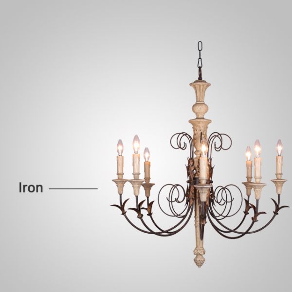 French wood chandelier Industrial style for home decoration (WH-CI-22)