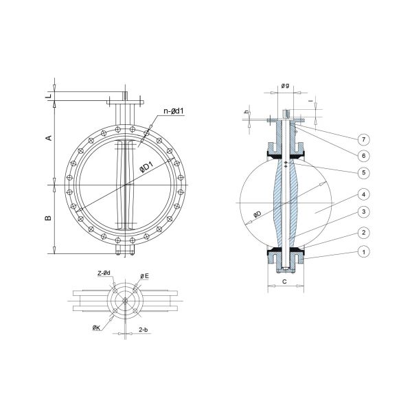 BS 4504 Stainless Steel Double Flange Concentric Butterfly Valve Standard Port Size