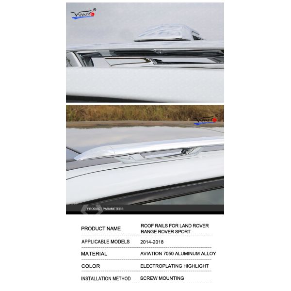 C001 HIGH QUALITY ROOF RAILS SIDE RAILS WITH CROSS BARS SUIT FOR LAND ROVER RANGE ROVER SPORT CHROMED 2014-2019