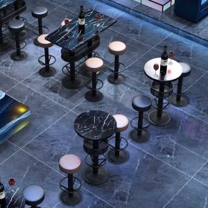 Marble Outdoor Bistro Bar Tables And Chairs 140cm 150cm 160cm Night Bar KTV