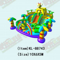 Giraffe Theme Slide Inflatable Bouncy Castle With Palm Trees