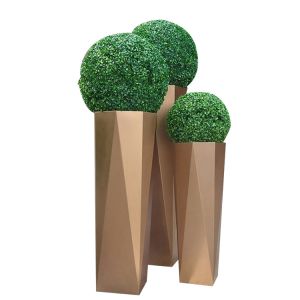 Functional metal flower planter geometric tapered flower pot