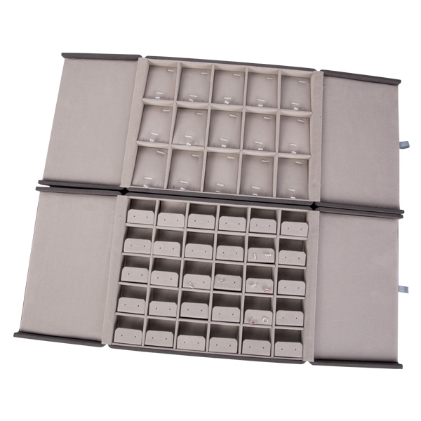 20 Slots Gray Necklace Display Box , Folding Stackable Jewelry Display Trays