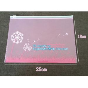 unique design coloful printed clear pvc plastic slider hook hanging zipper bag,
