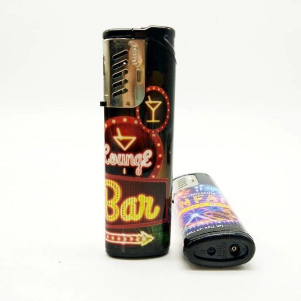 Dy-F001 High-Level Torch Flame Cigarette Windproof Lighter with Modern Style Sticker