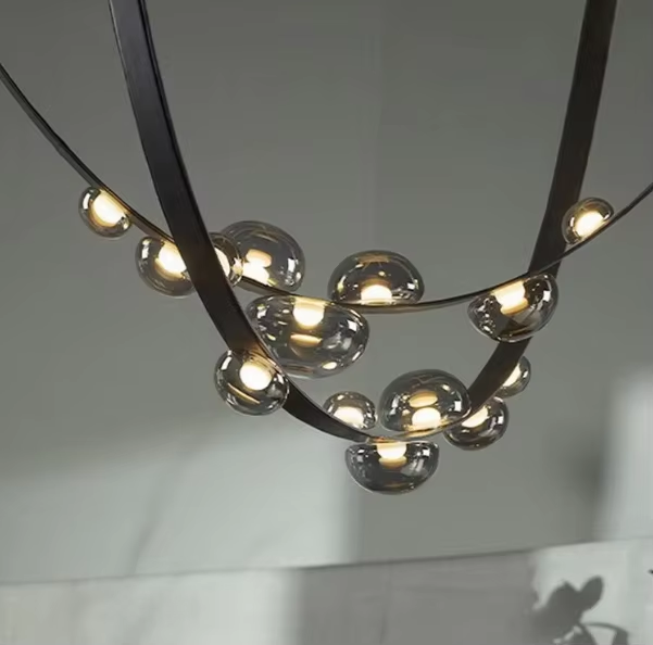 Postmodern Leather Pendant Lamp For Hotel Lobby And Villa Decoration AC 85-265V Input Voltage 4 KG Product Weight