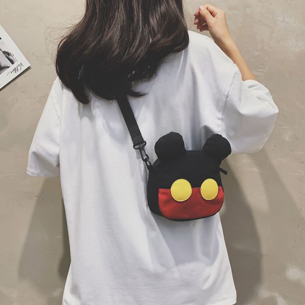 Children kids cartoon canvas bag shoulder crossbody kindergarten fashion carry Donald Duck Mickey bag