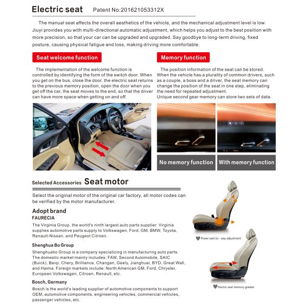 Cooling Air Function Car Power Seat Parts for TOYOTA JP Metan Sylphy Electric Seat Switch