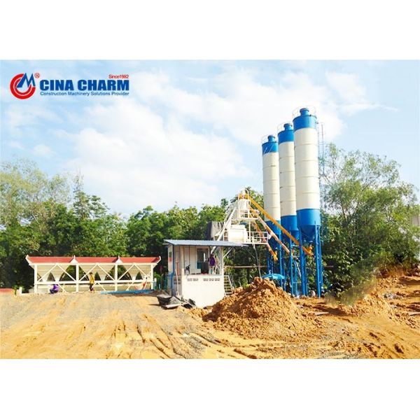 Stationary Belt Conveyor 1500L HZS90 Concrete Batching Plant