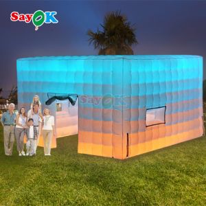 Customized White Square LED Light Tents Camping Party Event Inflatable Tent For