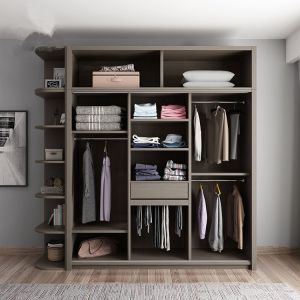 Melamine Board Custom Wood Furniture , Combination Sliding Door Wardrobe