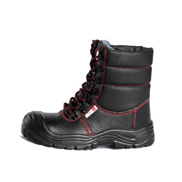Lace Up Black Split Cow Leather Upper Steel Toe Protection Winter Safety Shoes