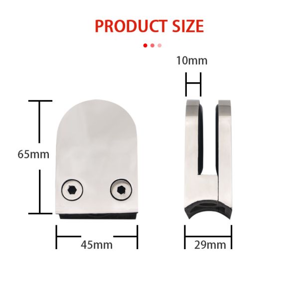 Stainless Steel Wall Mount Bathroom Shower Glass Clamp Square Corner Clip Heavy Duty