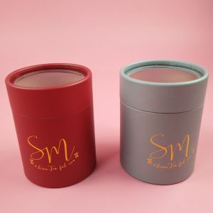 Gold Foil Biodegradable Paper Cylinder Packaging With PVC Window